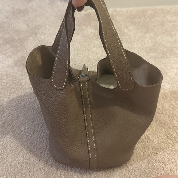 Taurillon Clemence Picotin Lock 22 MM Etoupe - Picture 2 of 4